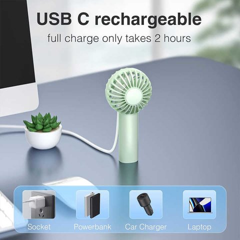 Вентилятор DC03, белый, с аккумулятором, ручной, настольный, USB тип-C Превью 4