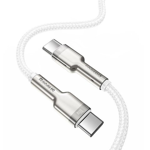 USB Cable Baseus Cafule Series Metal, (2xUSB type-C, 200 cm, 100 W, white, nylon braided) #CATJK-D02 Preview 1