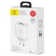 Mains Charger Baseus BS-EUQC02, (32 W, Quick Charge, USB Type C input 5V 3A/9V 2.5A/12V 2A/15V 1.8A, 220 V, (USB connector 5V 1A), white) #CCALL-BG02 Preview 1