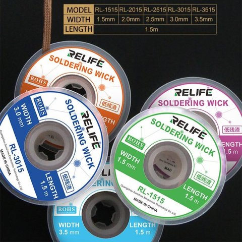Malla para desoldar RELIFE RL-3015, (Ancho) 3.0 mm, (L) 1.5 m Vista previa  3