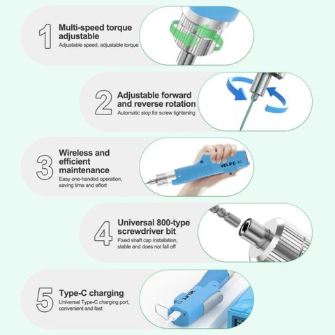 Destornillador eléctrico inalámbrico RELIFE E2, con control de rotación, Li-ion 1000mAh, 350/600/850 RPM Vista previa  6