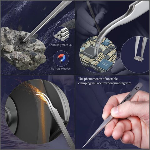 Pinzas para smd Mechanic X-15, encorvado, antiestática, 115 mm Vista previa  2