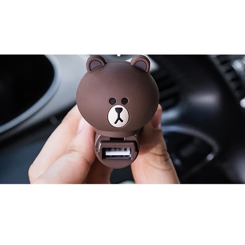 Автомобільний зарядний пристрій (USB, Line Friends – Brown) Прев'ю 1