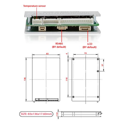 BMS-контролер JIKONG JK-BD6A20S8P, 80 A, для LiFePO4/Li-ion/LTO акумуляторів Прев'ю 3