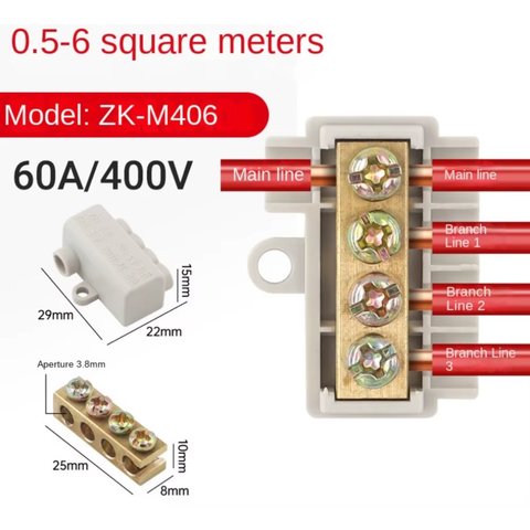 Клемма силовая вводная ZK-M406, 0,5–6 мм², 60 A, 400 В Превью 1