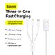 USB кабель Baseus Superior, USB тип-C, USB тип-A, micro-USB тип-B, Lightning, 150 см, 3,5 А, белый, силиконовый, 3 в 1, #CAMLTYS-02 Превью 2