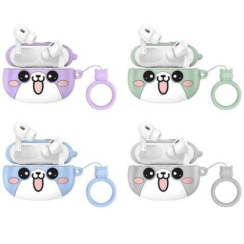 Гарнітура Hoco EW48, бездротова, сіра, біла, з силіконовим чохлом, misty cat, #6942007609982 Прев'ю 1