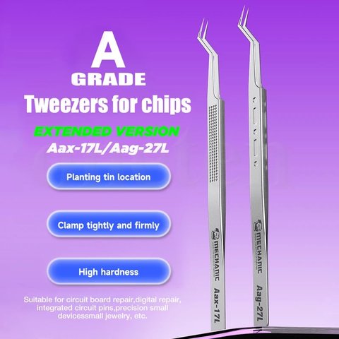 Пинцет монтажный Mechanic Aax-17L, изогнутый, 140 мм Превью 1